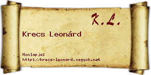 Krecs Leonárd névjegykártya